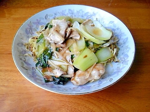 生姜たっぷり！チンゲン菜のあんかけ焼きそば